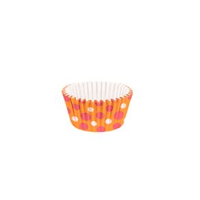 Forminha-Mini-Cupcake-Impermeavel---Poa-Laranja-Rosa---pacote-45-unidades